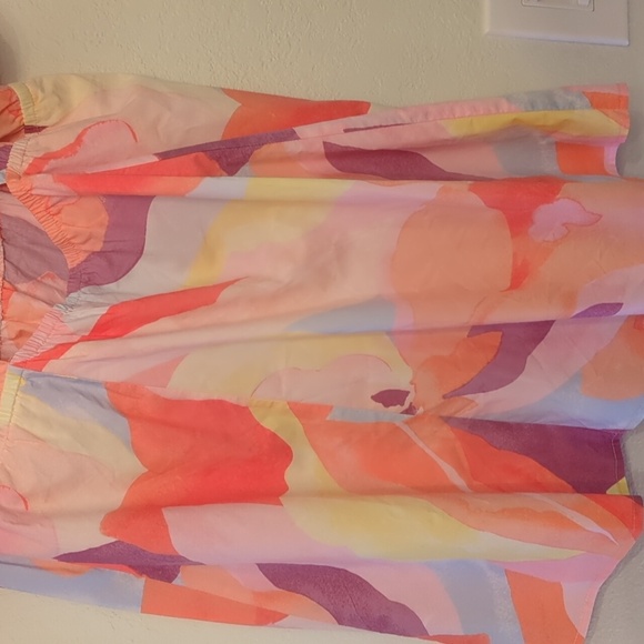 H&M Sweetheart Neckline Poplin Colorful Abstract Puff Sleeve Mini VacationDress - Picture 10 of 10